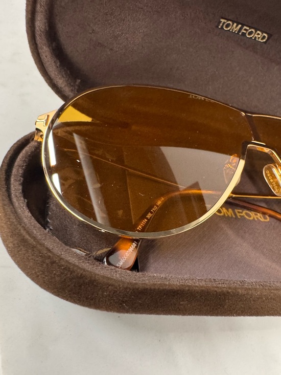 Tom Ford Unisex Deep Gold Frame Sunglasses with Golden Amber Lenses - Picture 6 of 17